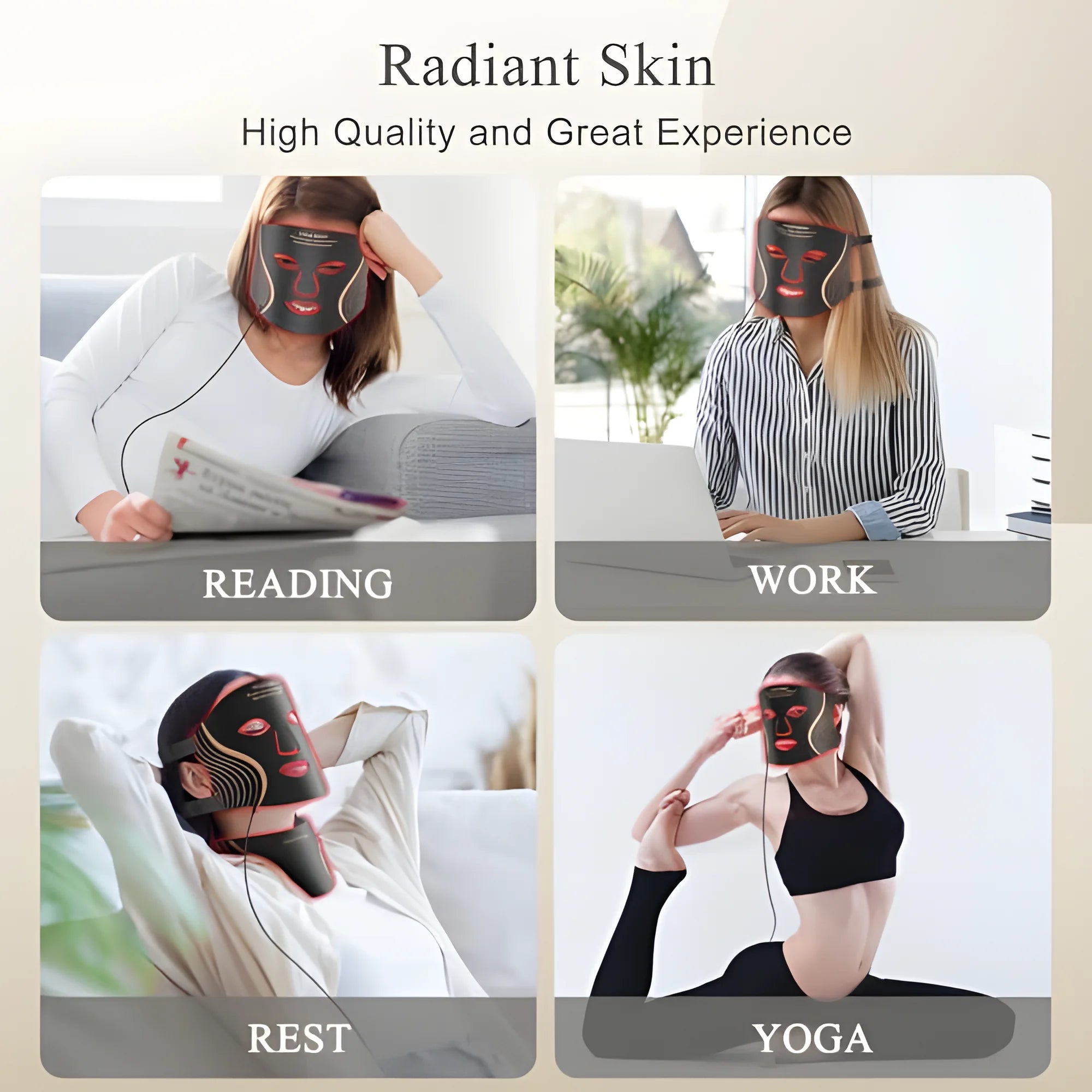 7 Color Silicone LED Face Mask, 309 LEDs Red Light Therapy Device for Anti-Aging, Skin Rejuvenation & Wrinkle Removal