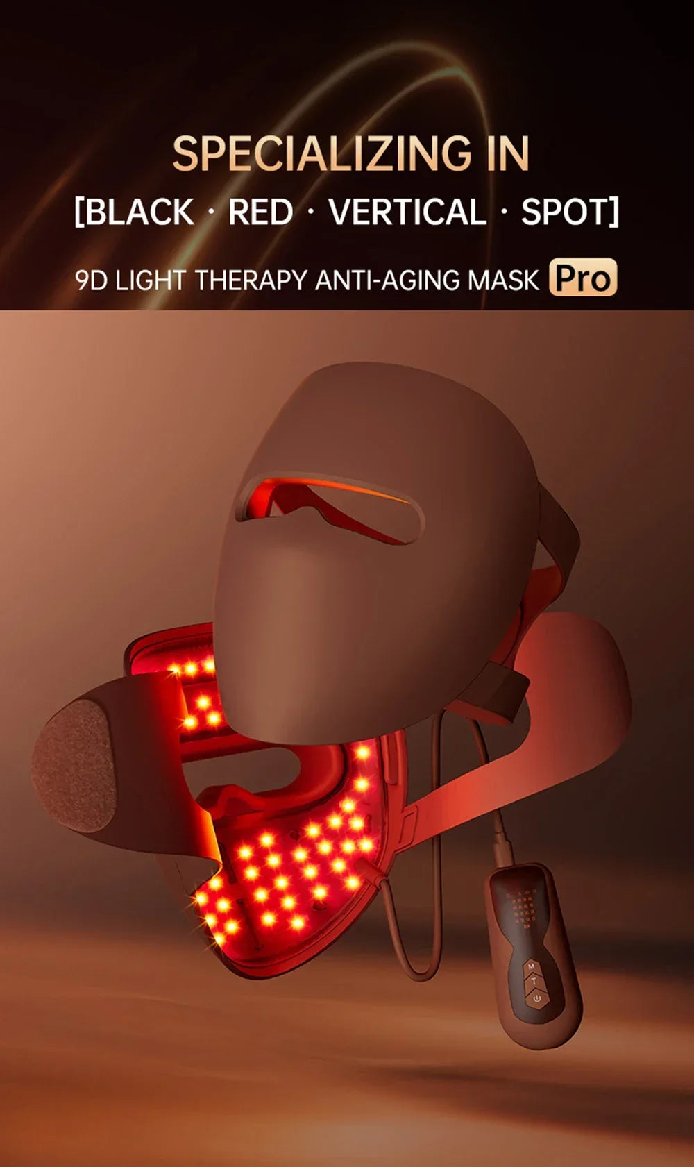 320 LED Red Light Therapy Mask - 3D Silicone Face & Neck Device for Anti-Aging & Acne Care