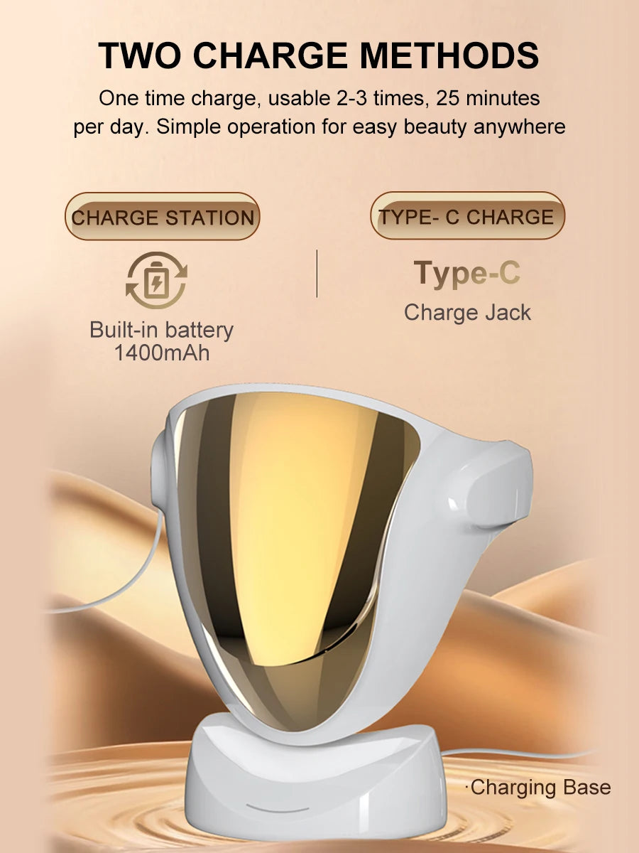 Professional 807 LED Face & Neck Light Therapy Mask - Infrared & 3-Color Therapy for Anti-Aging & Acne