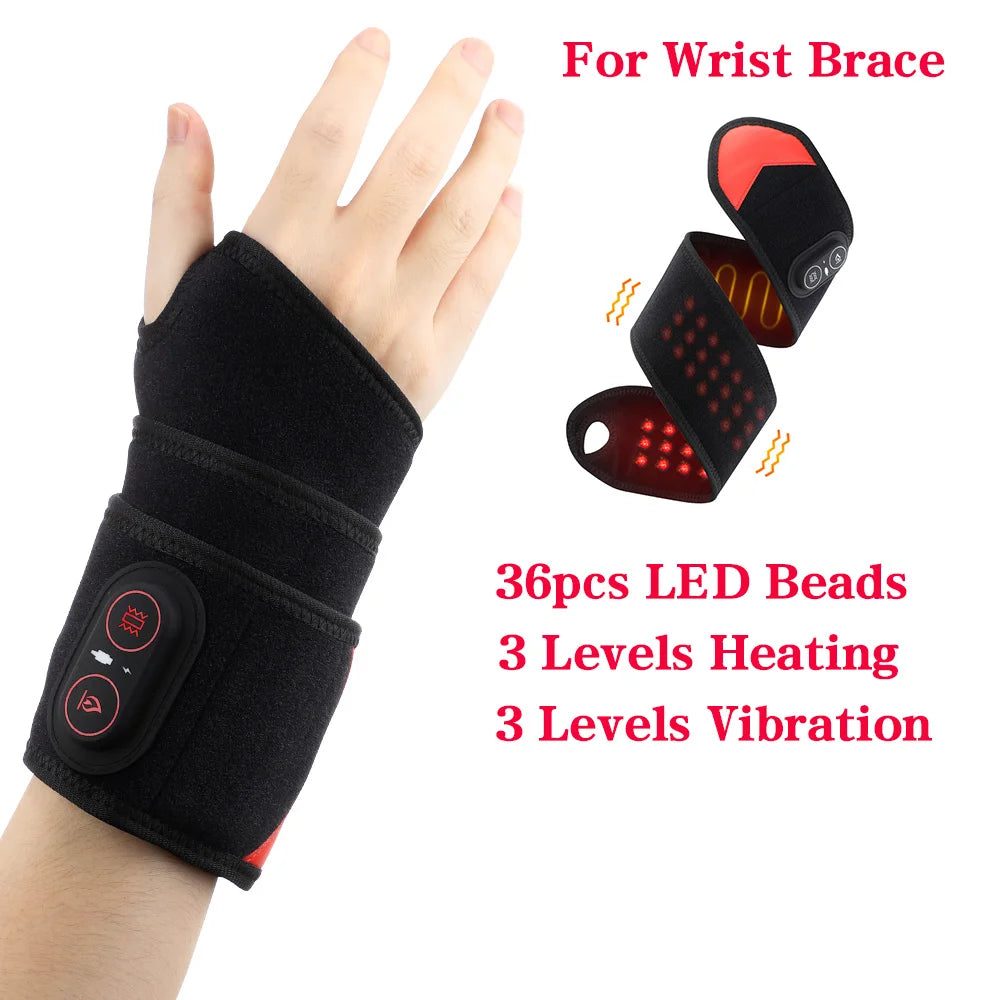 36 LED Red Light Therapy Wrist Wrap, Cordless Heated Vibration Massager for Carpal Tunnel, Arthritis & Joint Pain Relief