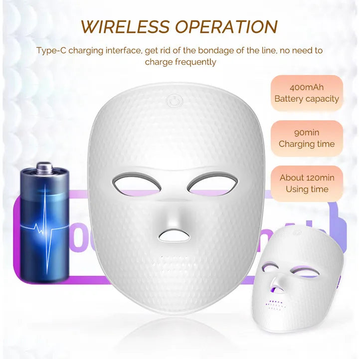 7 Colors LED Light Therapy Face Mask - Photon Rejuvenation & Skin Brightening Facial Care Tool - Home Use Beauty Device