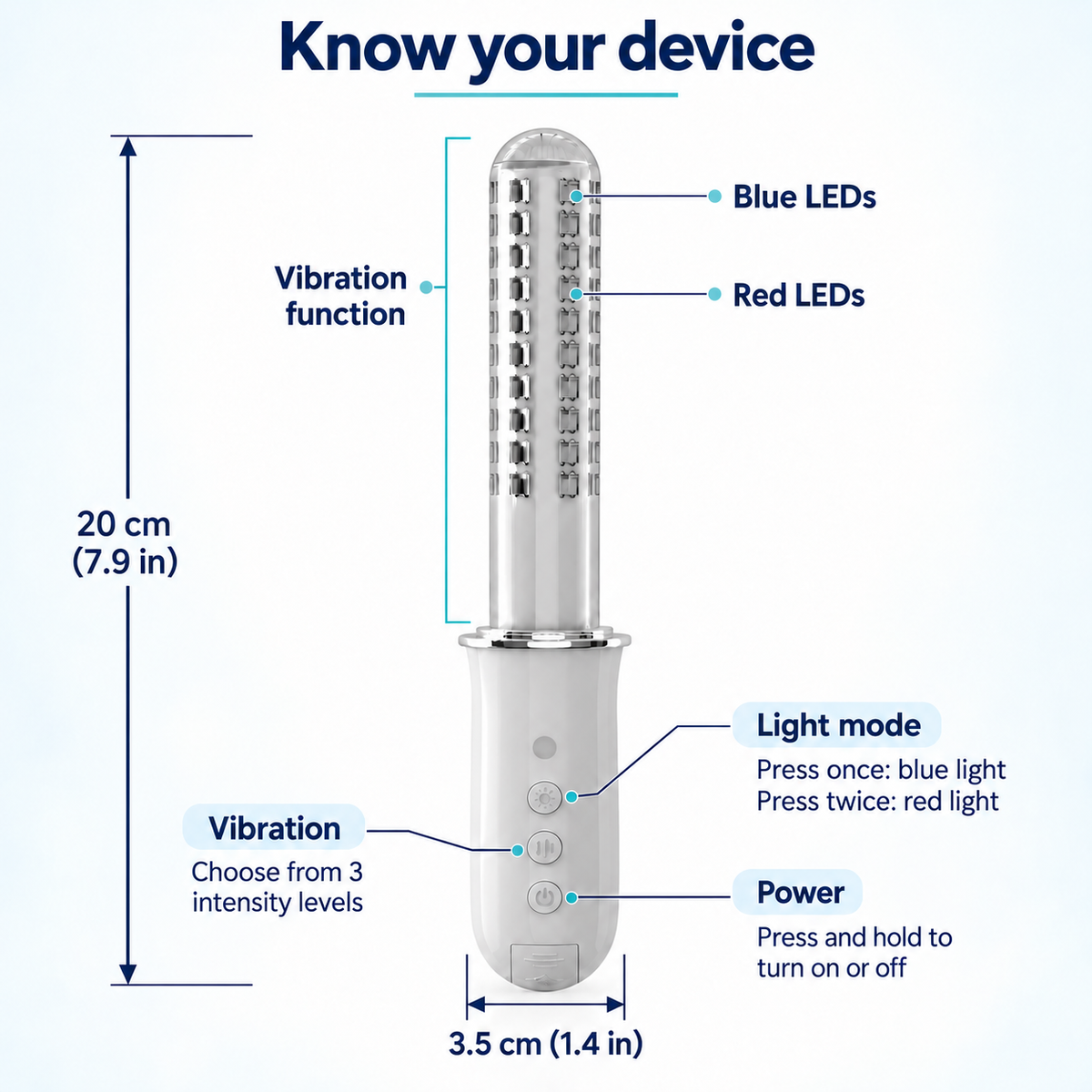 7HW Intima Vaginal Red Light Therapy Wand - For Tightening, Dryness & Pelvic Floor Care