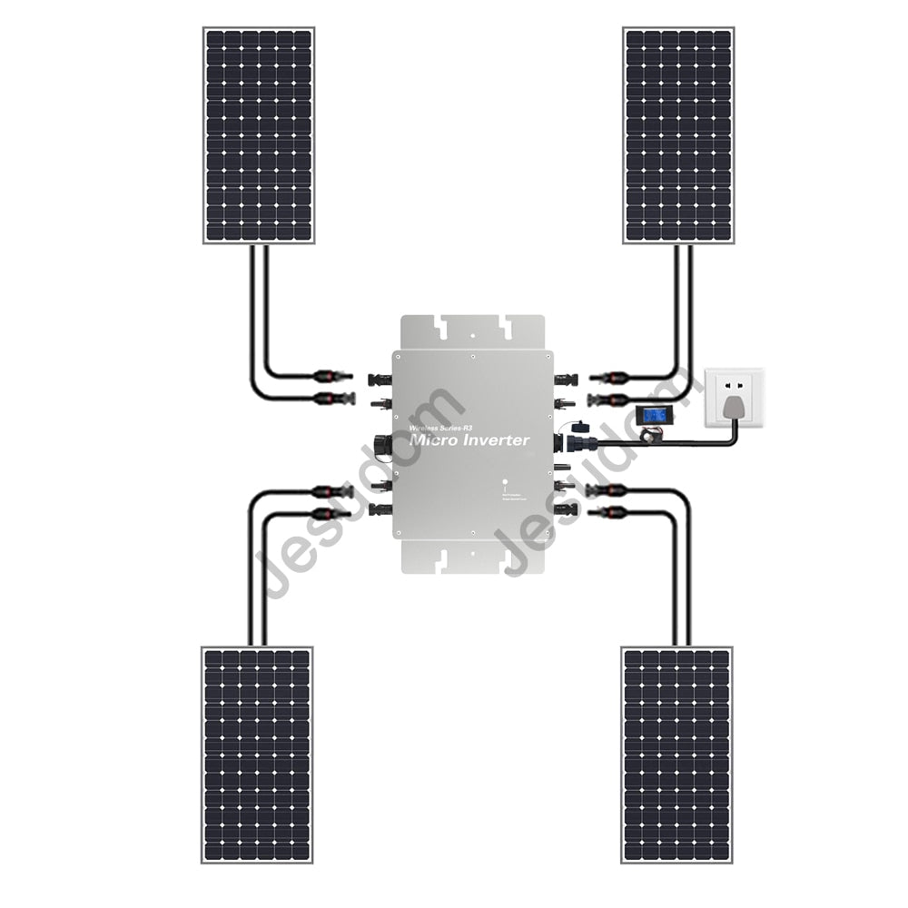 1400W DC22-60V to 120V/230V Solar Micro Grid Tie Inverter with Auto Switch and Wifi - Series R3