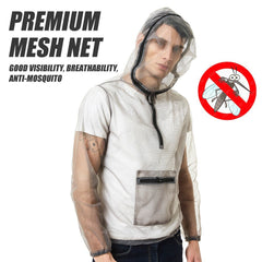 Ultralight Mesh Bug Jacket with Hood - Anti-Mosquito Protection for Camping, Hiking, Fishing, and Gardening