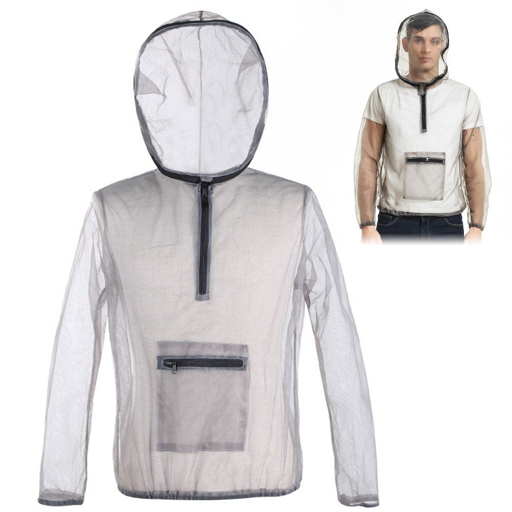 Ultralight Mesh Bug Jacket with Hood - Anti-Mosquito Protection for Camping, Hiking, Fishing, and Gardening