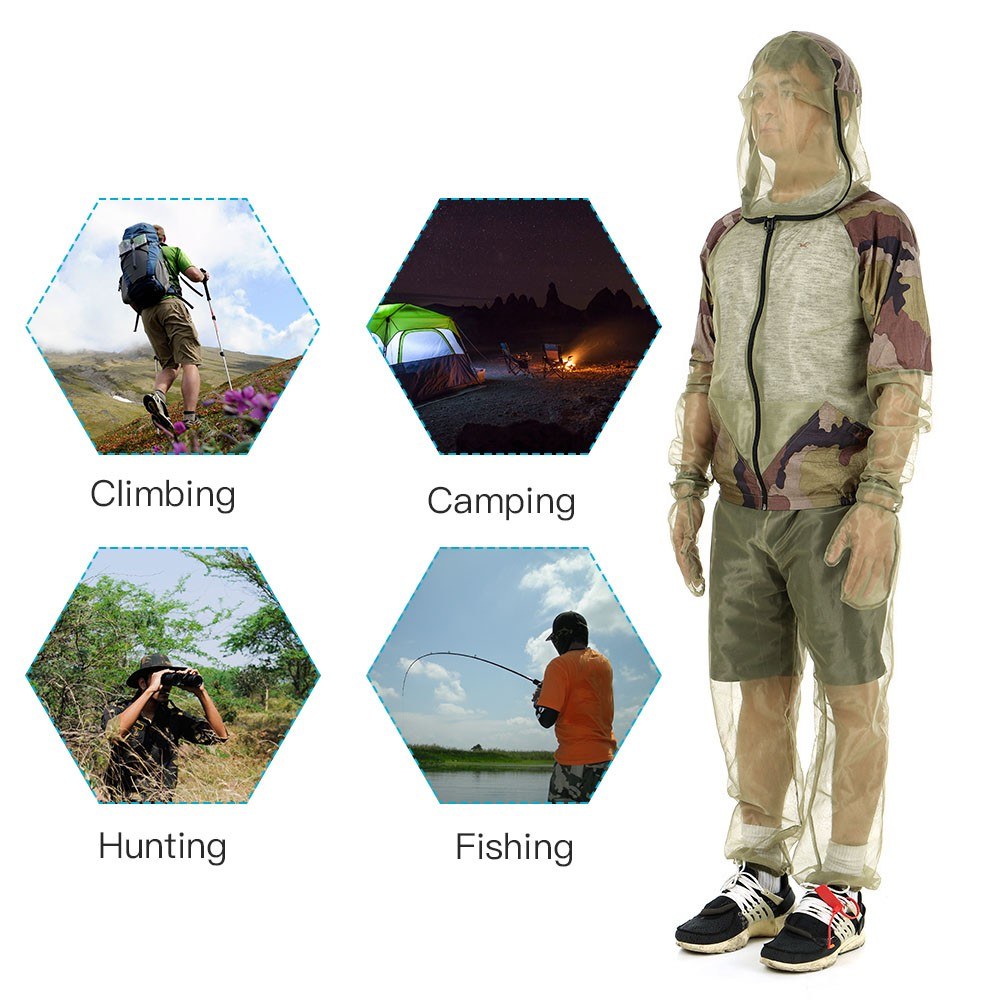 Outdoor Mosquito Repellent Suit: Bug Jacket with Hood for Fishing, Hunting & Camping