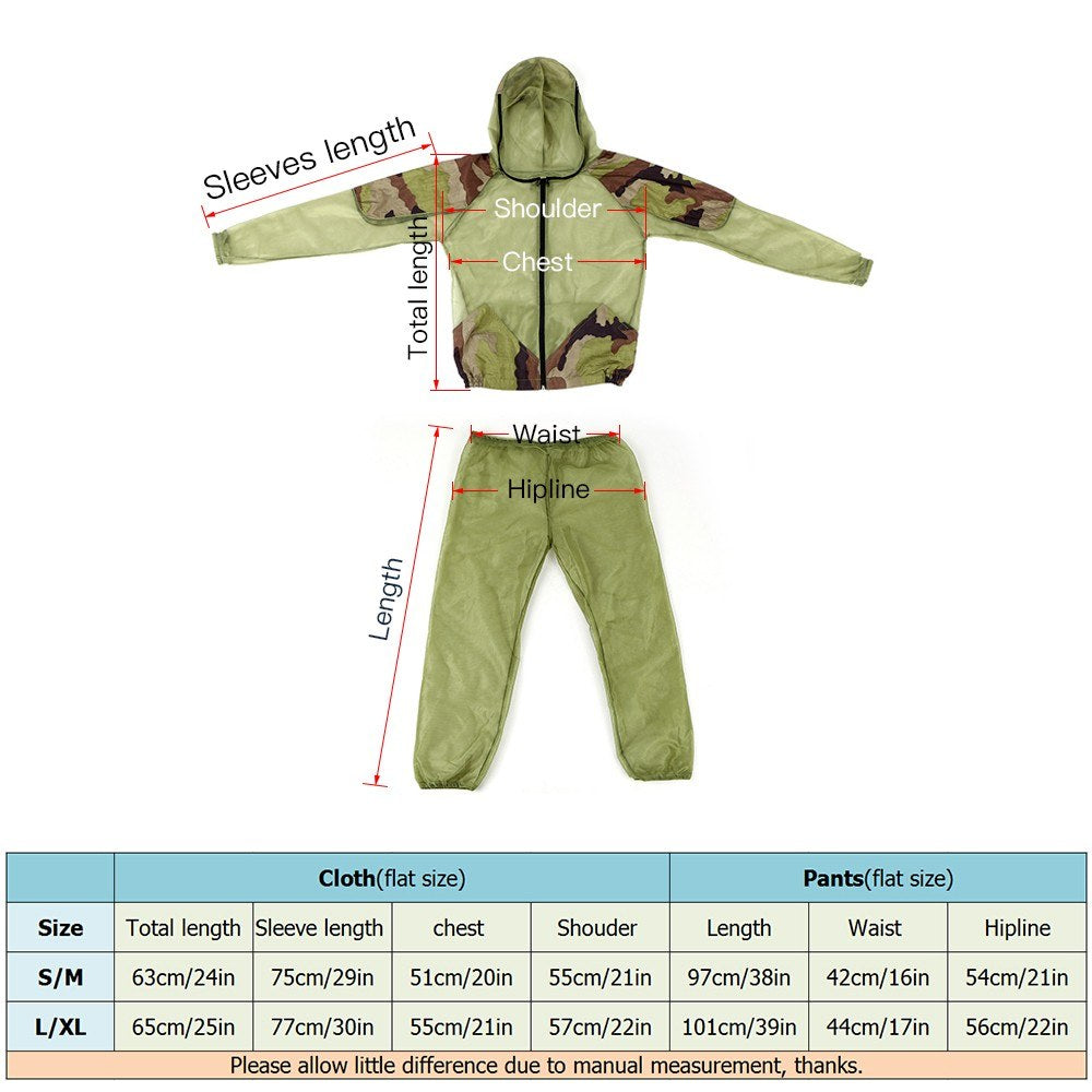 Outdoor Mosquito Repellent Suit: Bug Jacket with Hood for Fishing, Hunting & Camping