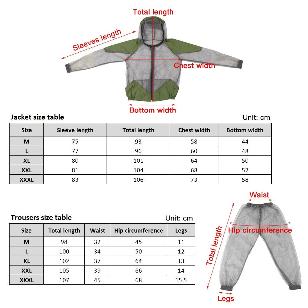 Hooded Outdoor Mosquito Repellent Suit: Bug Jacket for Fishing, Hunting, Camping