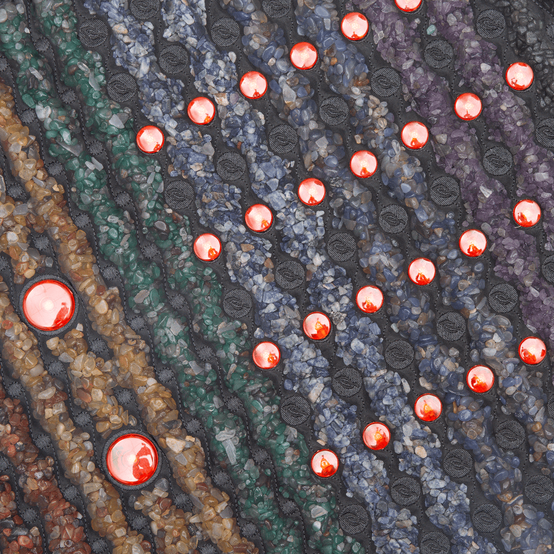 PEMF Infrared Therapy Back Cushion 47x85cm | 8 Crystal Gemstones | 36-LED Red Light 660nm/850nm | 2 PEMF Coils | Spine Pain Relief