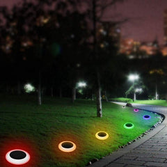 2/4 Pcs LED Solar Powered RGB Ground Lights - Waterproof Outdoor Lawn, Garden, Pathway, Decking Yard Lamps