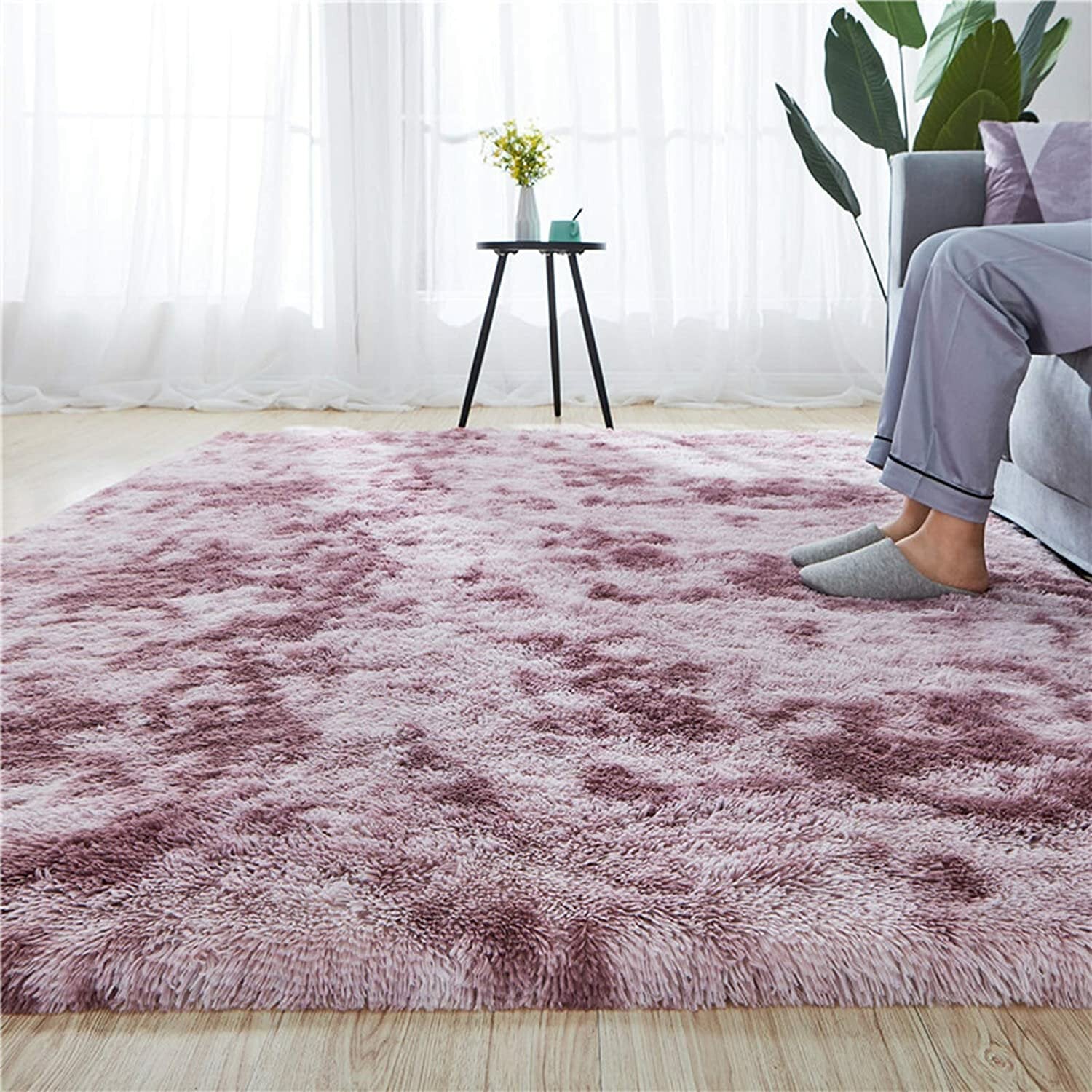 150x240cm Tie-Dyed Gradient Long-Haired Anti-Slip Carpet for Bedroom, Living Room, Study Room