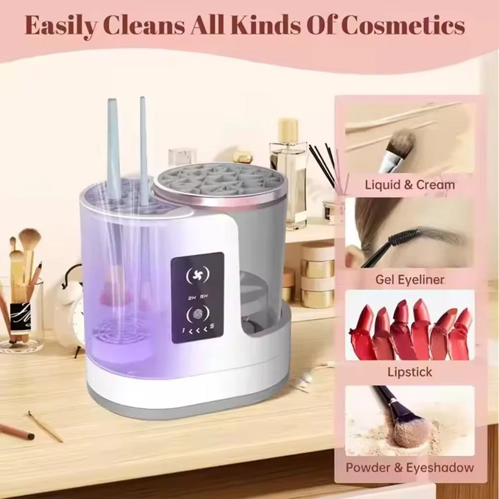 Electric Makeup Brush Cleaner, 3-in-1 Auto Clean & Dry, 5-Min Quick Clean System