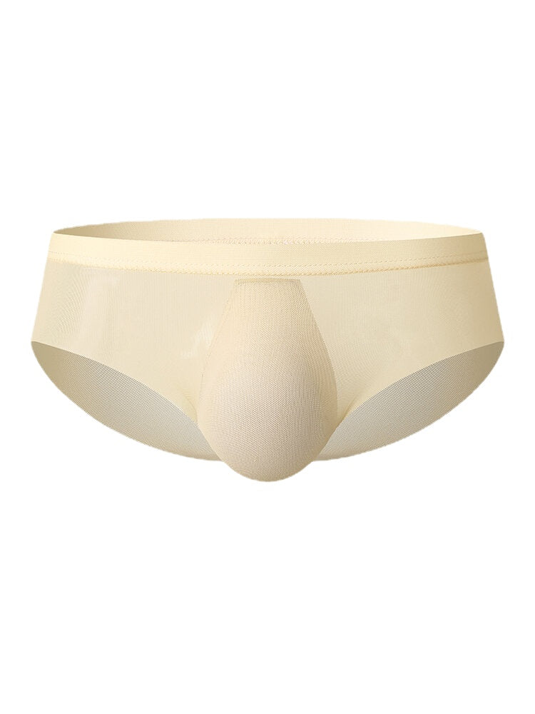 Durchsichtige, atmungsaktive Herren-Home-Slips in Volltonfarbe mit mittlerer Taille und voller Hüfte