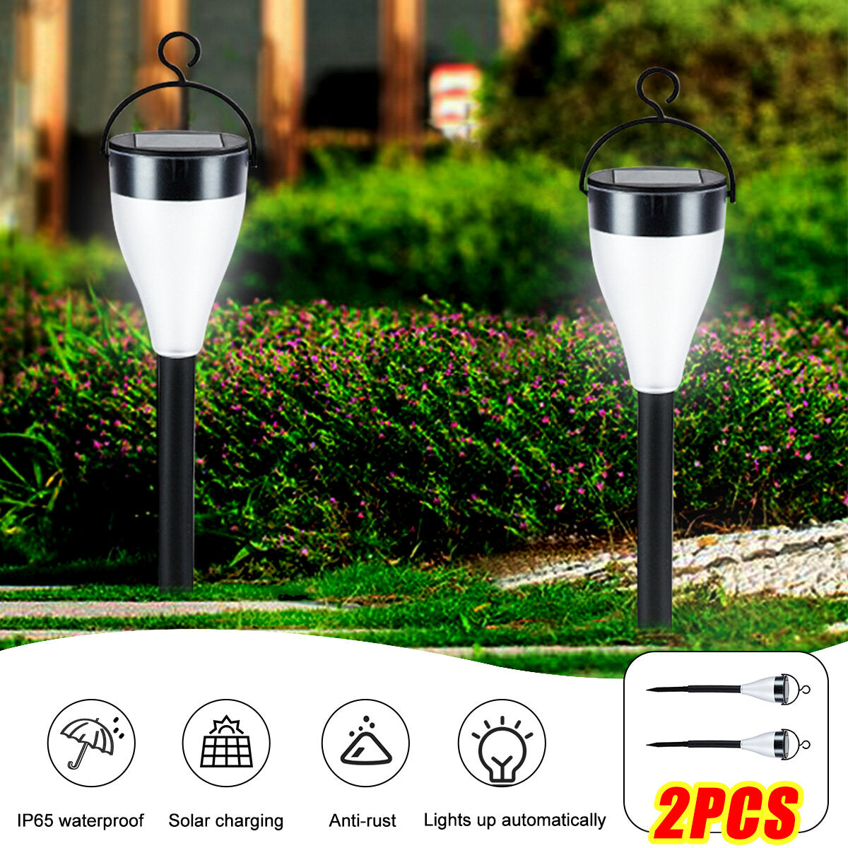 12PCS Solar Pathway Lights - Stainless Steel LED, Waterproof for Garden, Lawn, Patio, Yard, Walkway, Driveway