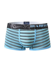 Gestreifte, durchscheinende, atmungsaktive Boxershorts aus Eisseide für Herren mit mittlerer Taille und elastischem Bund
