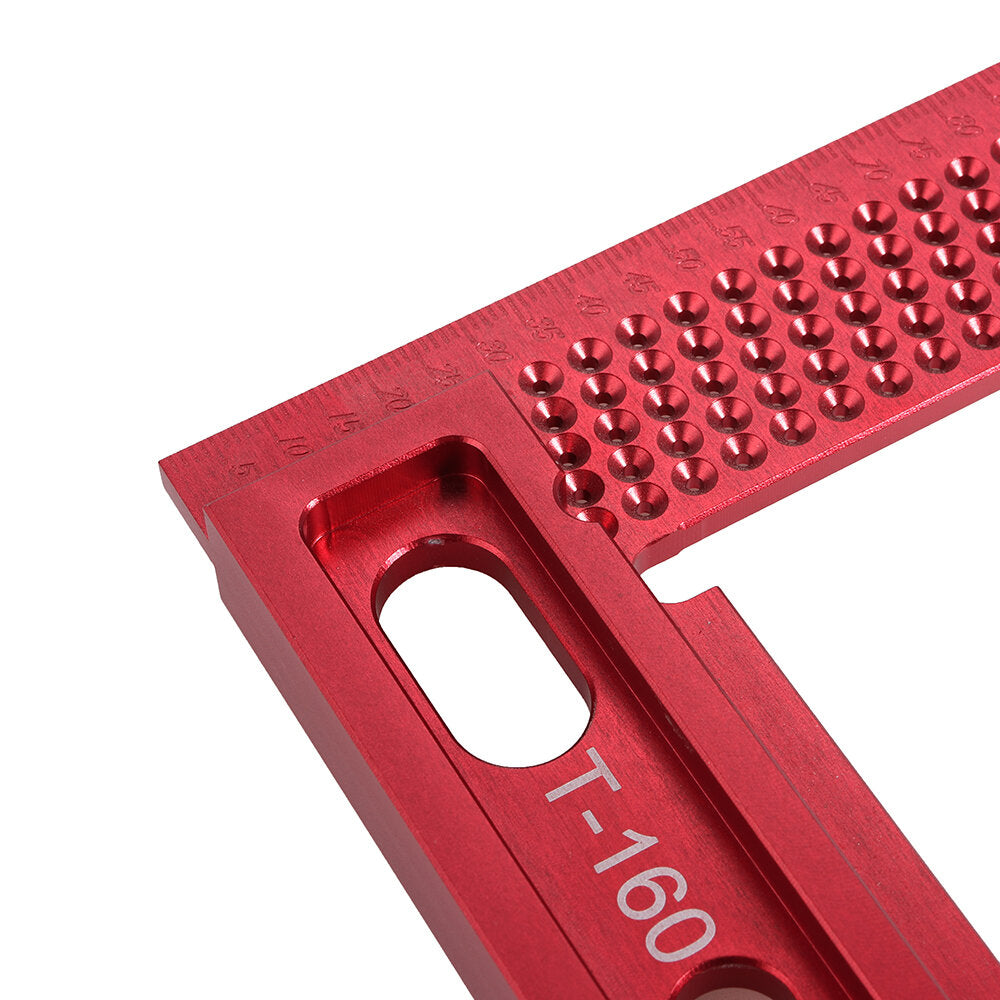Aluminum Alloy 160/200mm L-Type Square Hole Measuring Ruler for Woodworking