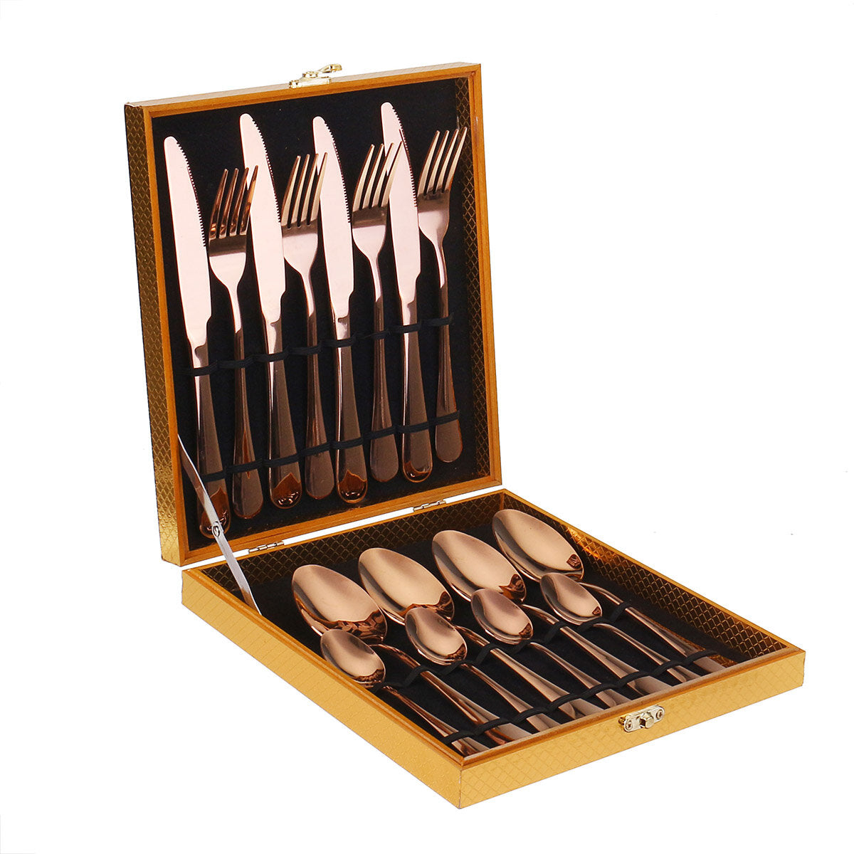 16PCS Stainless Steel Rainbow Cutlery Set - Forks, Spoons, Dinnerware with Storage Box