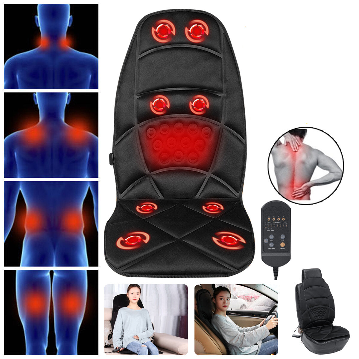 Full Body Vibration Massage Cushion with Intelligent Control, Auto Timing, Overload Protection for Car and Home Use