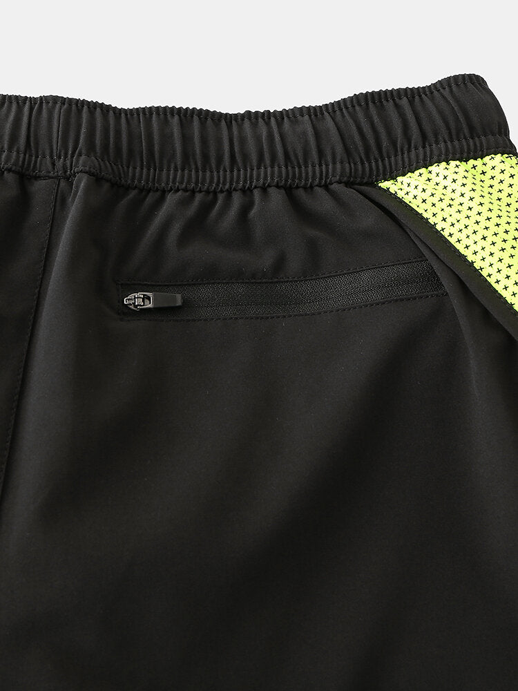 Men's Quick-Dry Mesh Patchwork Drawstring Breathable Sports Board Shorts