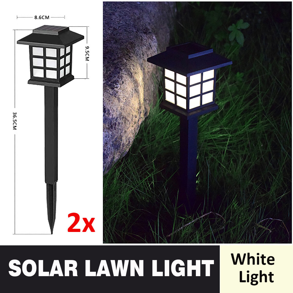 2 Pack Solar LED Lawn Lights - Outdoor Pathway, Yard, Garden, Walkway Landscape Lamps