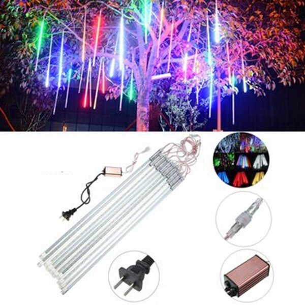 10 Tubes 50cm 540 LED Meteor Shower Rain Lights Christmas Tree Decor with Driver and US Plug