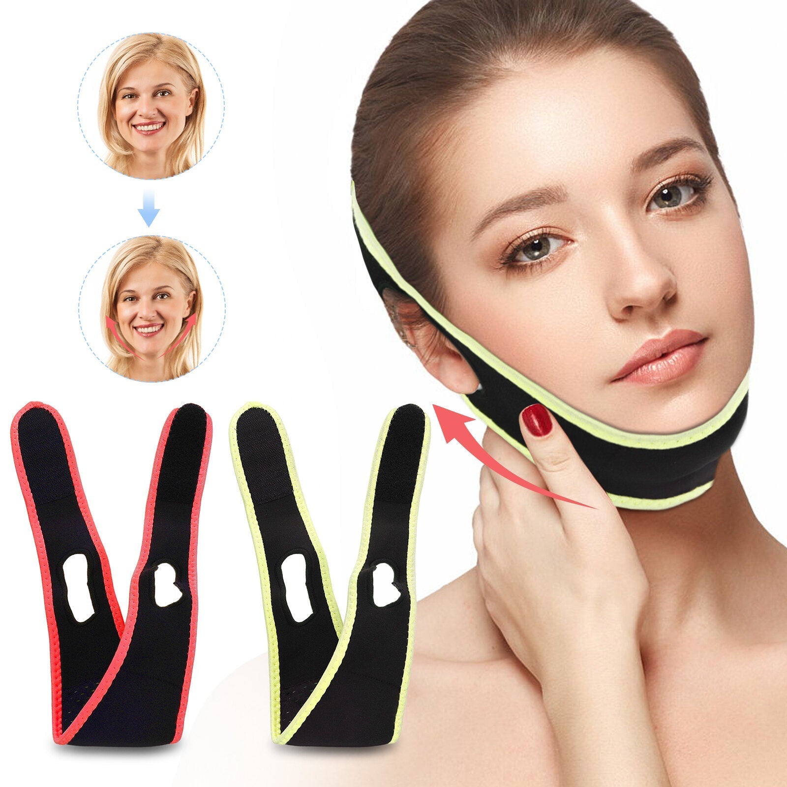 2pcs Pain-Free Facial Slimming Strap: Double Chin Reducer, V Line Lifting Belt, Chin Up Patch, Face Lift Tape