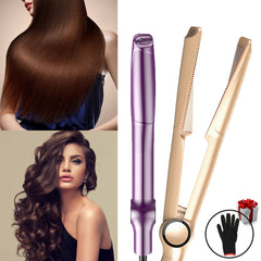 2-in-1 Spiral Heating Hair Straightener & Curling Iron with 4-Grade Temperature Control and Heat Insulation