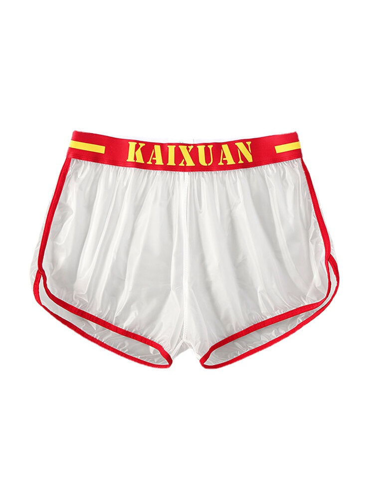 Durchsichtige Boardshorts für Herren mit Buchstaben-Aufdruck und elastischer Taille