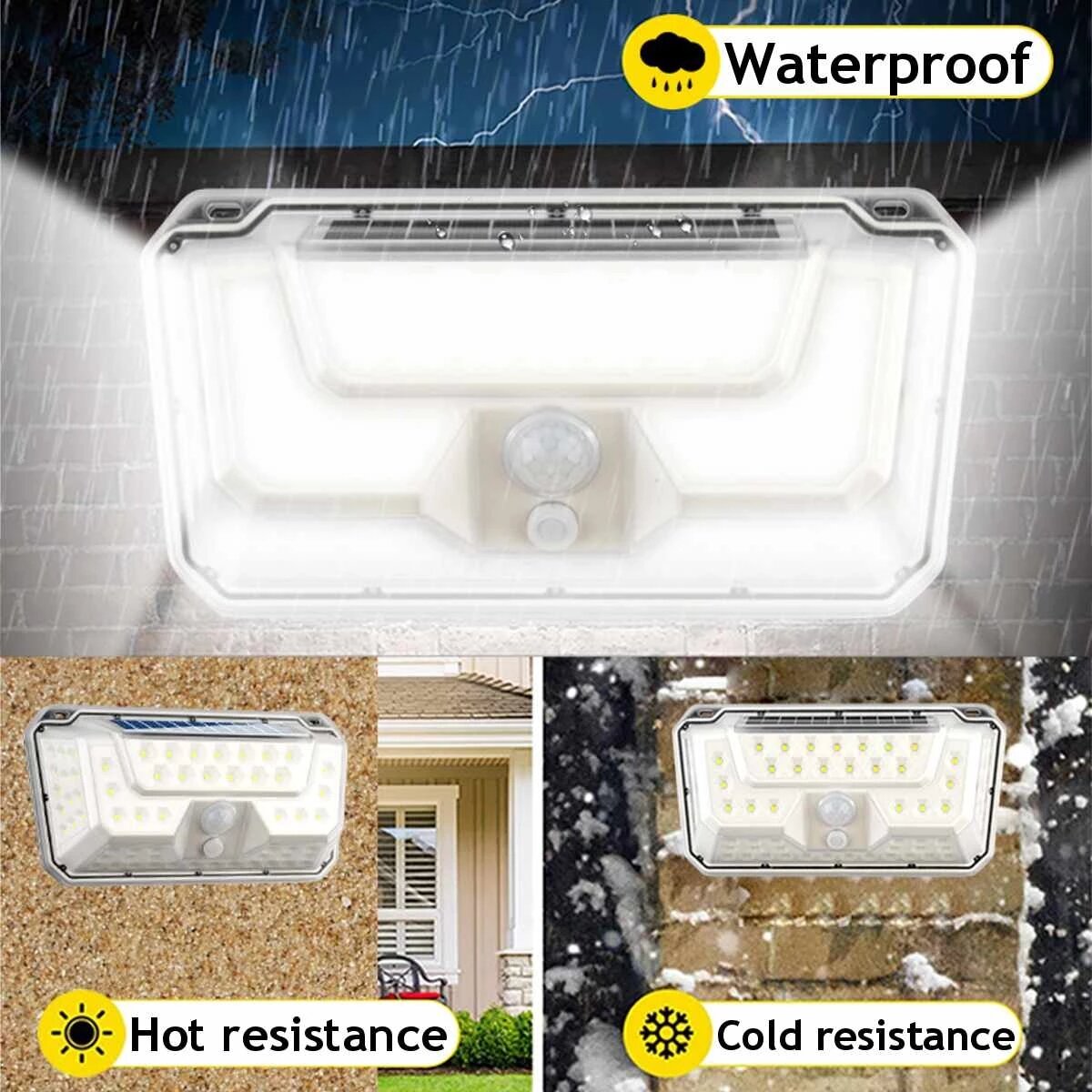 44COB+50LED Solar Lights, IP67 Wall Light, 3 Modes, 270 Degree Wide Angle, Motion Sensor Security Night Light