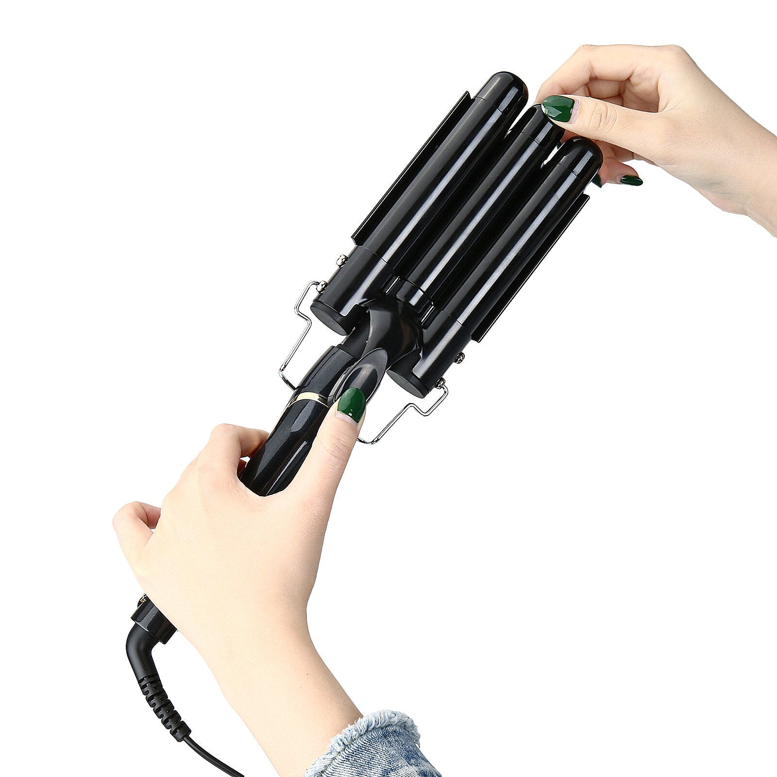 3 Barrel Ceramic Hair Curling Iron - Automatic Perm, Professional Hair Waver & Styler Wand