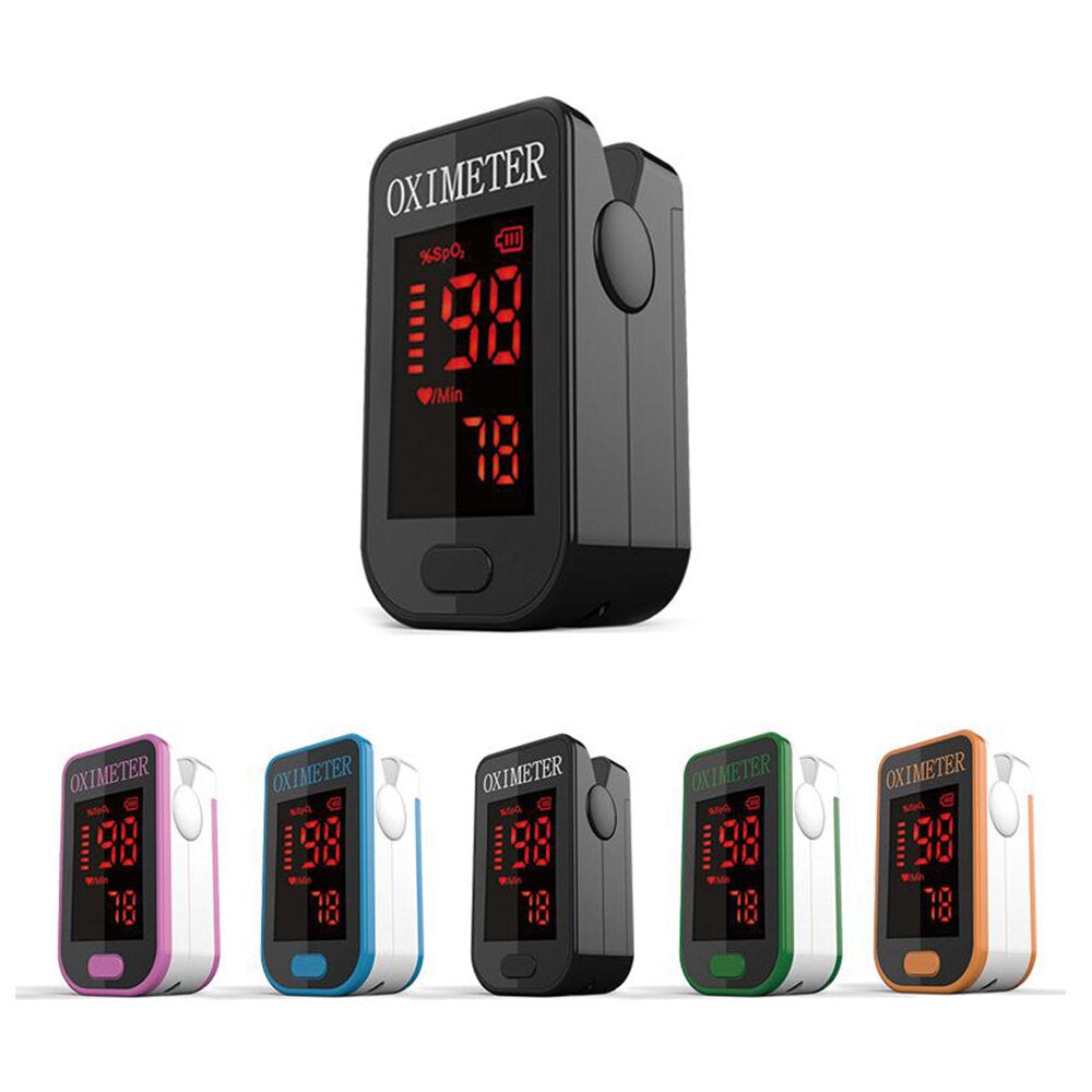 Black LED Finger Pulse Oximeter - Heart Rate & Blood Oxygen Monitor, SPO2 for Home Use