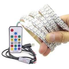 1M WS2812B RGB LED Strip Light, 144 LEDs, Non-Waterproof, 17-Key Remote, DC5V