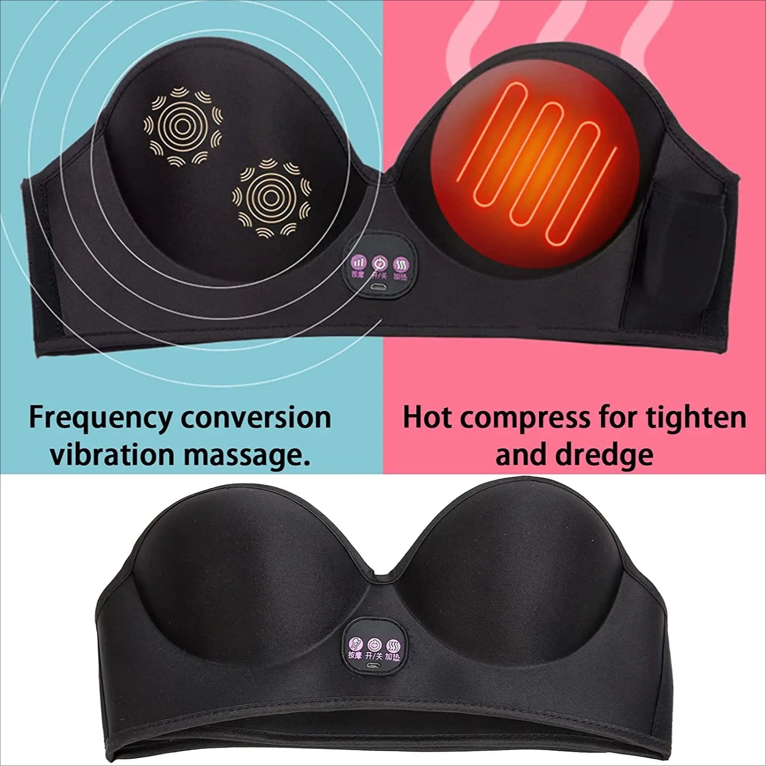 Electric Breast Massage Bra with Infrared Heating, Chest Enlargement Stimulator, Enhances Circulation & Relieves Pain