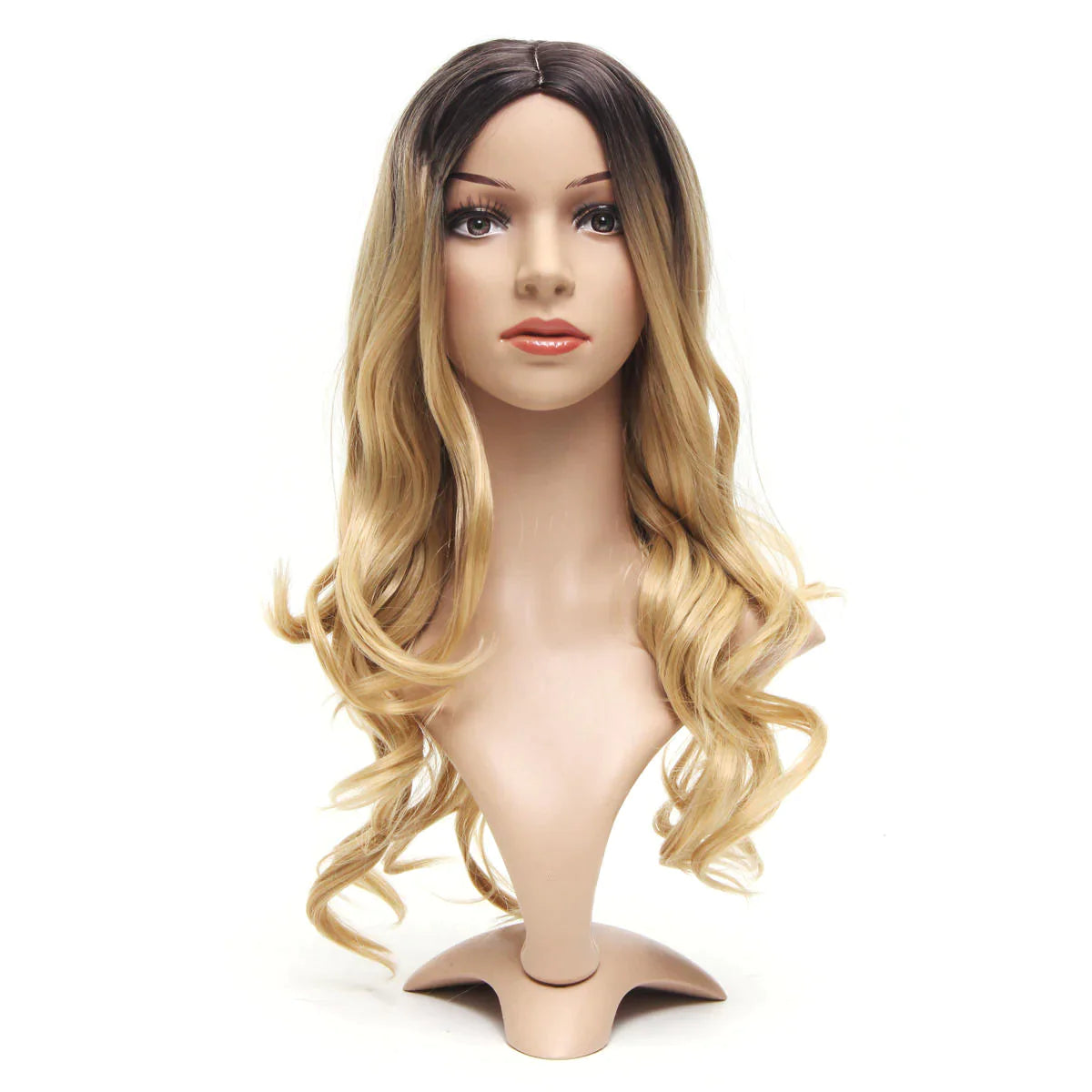 Women's Long Wavy Ombre Blonde Synthetic Party Wig