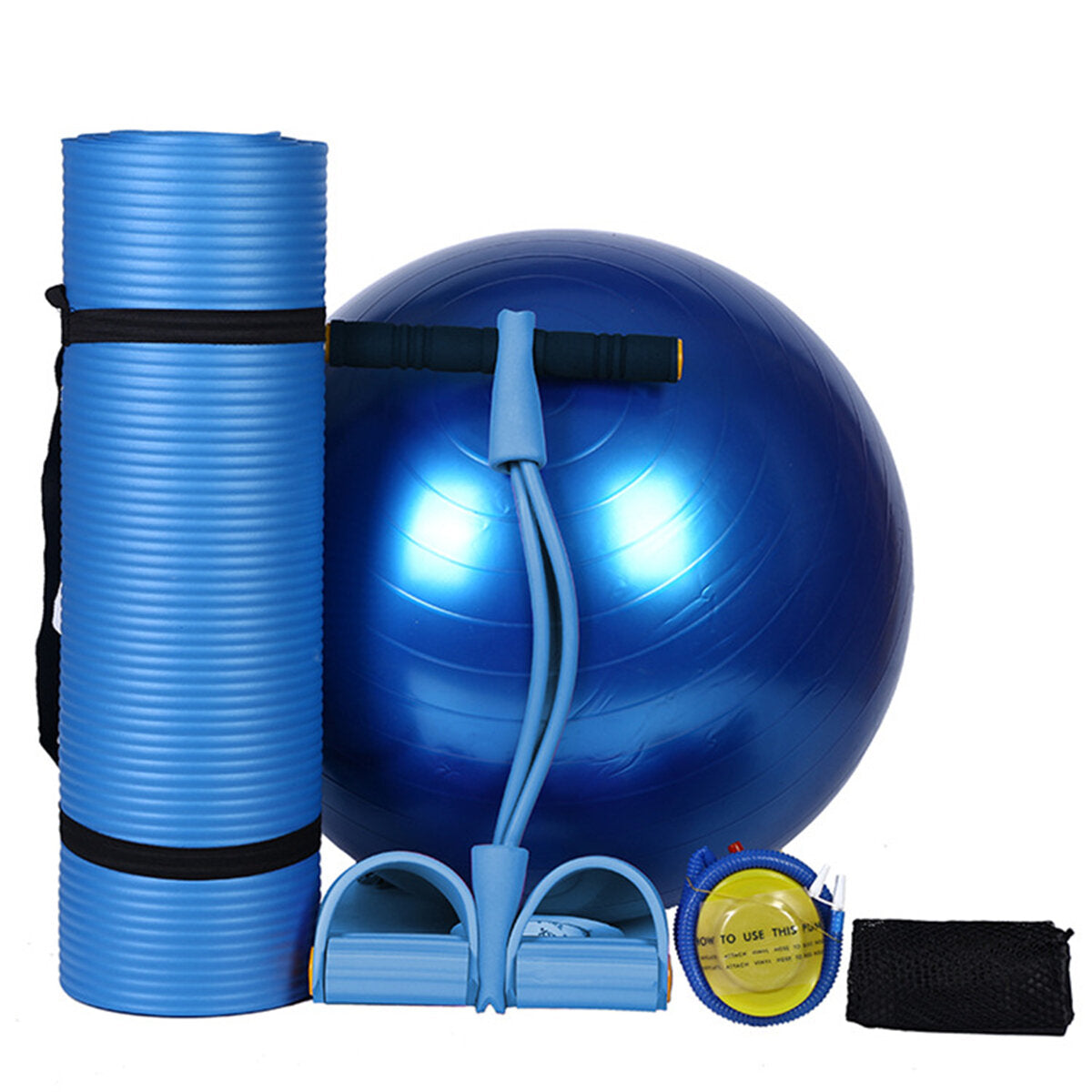 3-Piece Body Shaping Set: Yoga Ball, Yoga Mat, Pedal Puller - Latex Abdominal Trainer