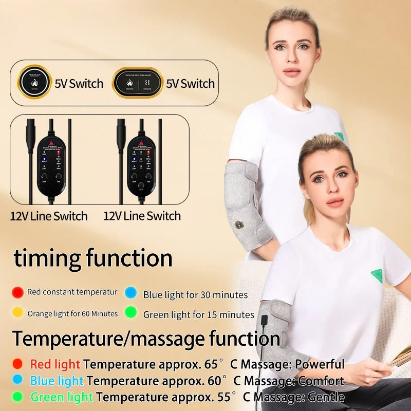 Red Light Therapy Elbow Heating Pad with Vibration Massage, Infrared Wrap for Tennis Elbow, Arthritis & Muscle Pain Relief