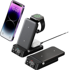 15W 4-in-1 Wireless Charger Stand for iPhone, Samsung, Apple Watch, and AirPods