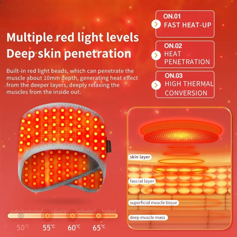 Red Light Therapy Heating Headband for Migraine Relief, 3-Level Heated Head Wrap for Stress, Tension & Rheumatic Pain