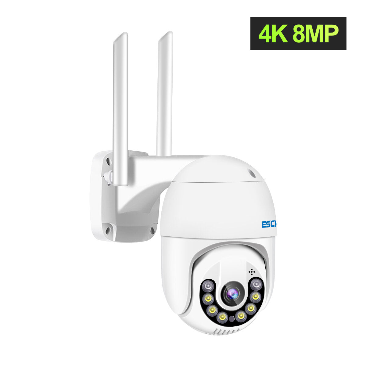 8MP Pan/Tilt AI Humanoid Detection WiFi IP Camera with Auto Tracking, Cloud Storage, Two-Way Audio, Night Vision, Waterproof