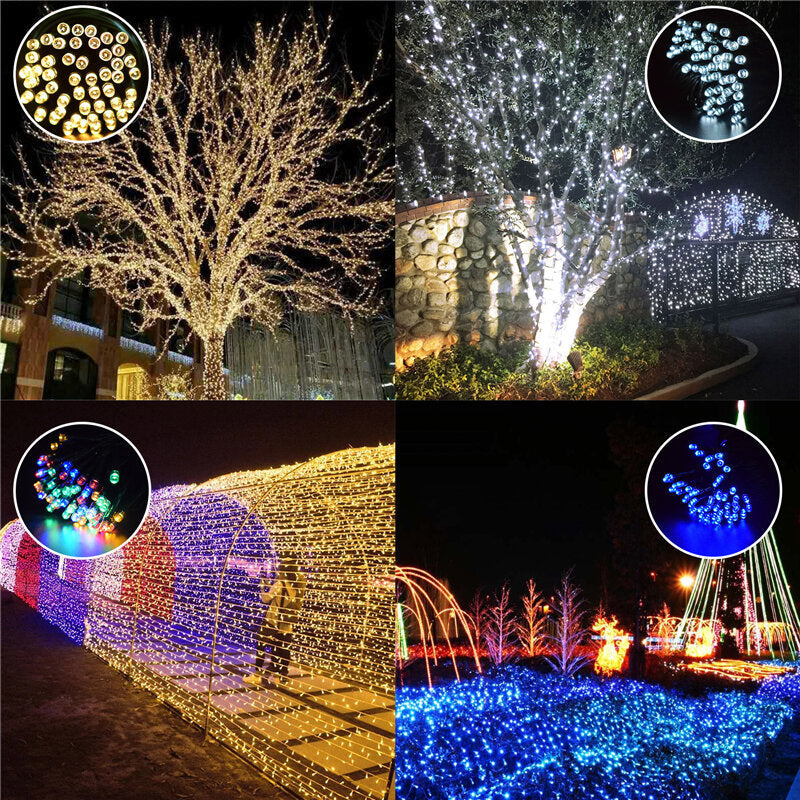 100 LED 12M Solar Power Fairy String Lights for Christmas Party Decor and Outdoor Garden