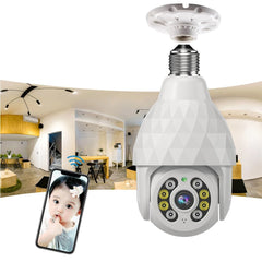 HD 1080P E27 WiFi IP Camera with 8 LED Lights, Diamond Bulb, Smart Dual-Light Night Vision, E27 Base