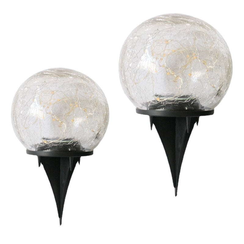 10CM/12CM Outdoor Solar Garden Lamp - Crack Ball, Waterproof, Buried Grass Light