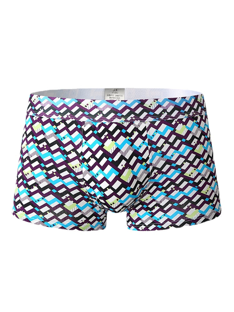 Herren-Boxershorts aus Eisseide und Baumwolle mit U-förmigem Beutel, atmungsaktiv, dehnbar, für zu Hause – dünn und bequem