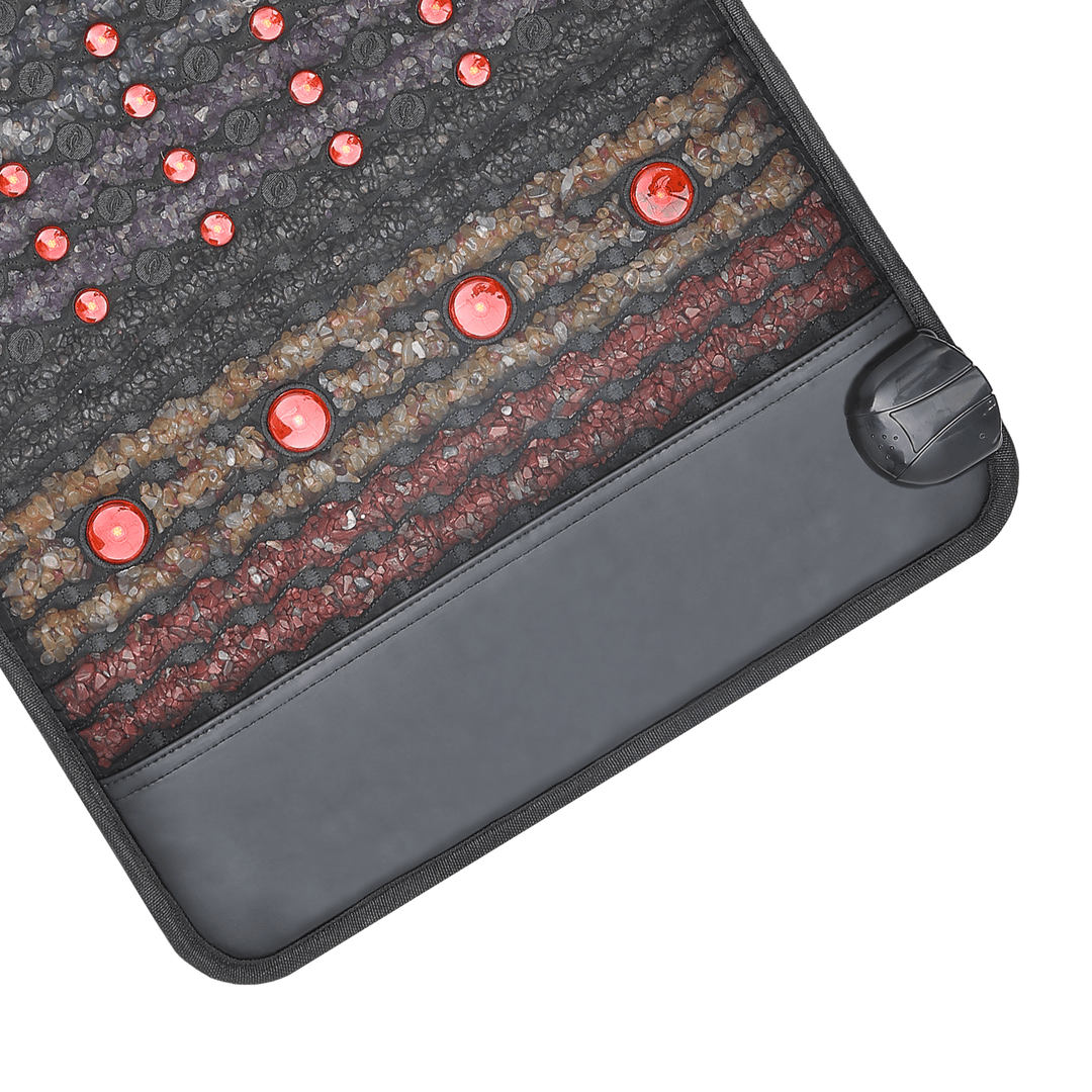PEMF Infrared Therapy Back Cushion 47x85cm | 8 Crystal Gemstones | 36-LED Red Light 660nm/850nm | 2 PEMF Coils | Spine Pain Relief