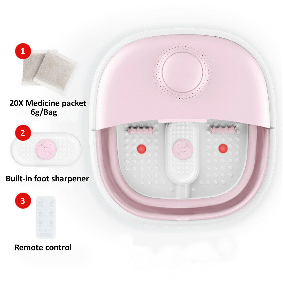 110V Foldable Foot Spa Bath Massager with Red Light and Motorized Electric Feet Tub, 5.7L Capacity