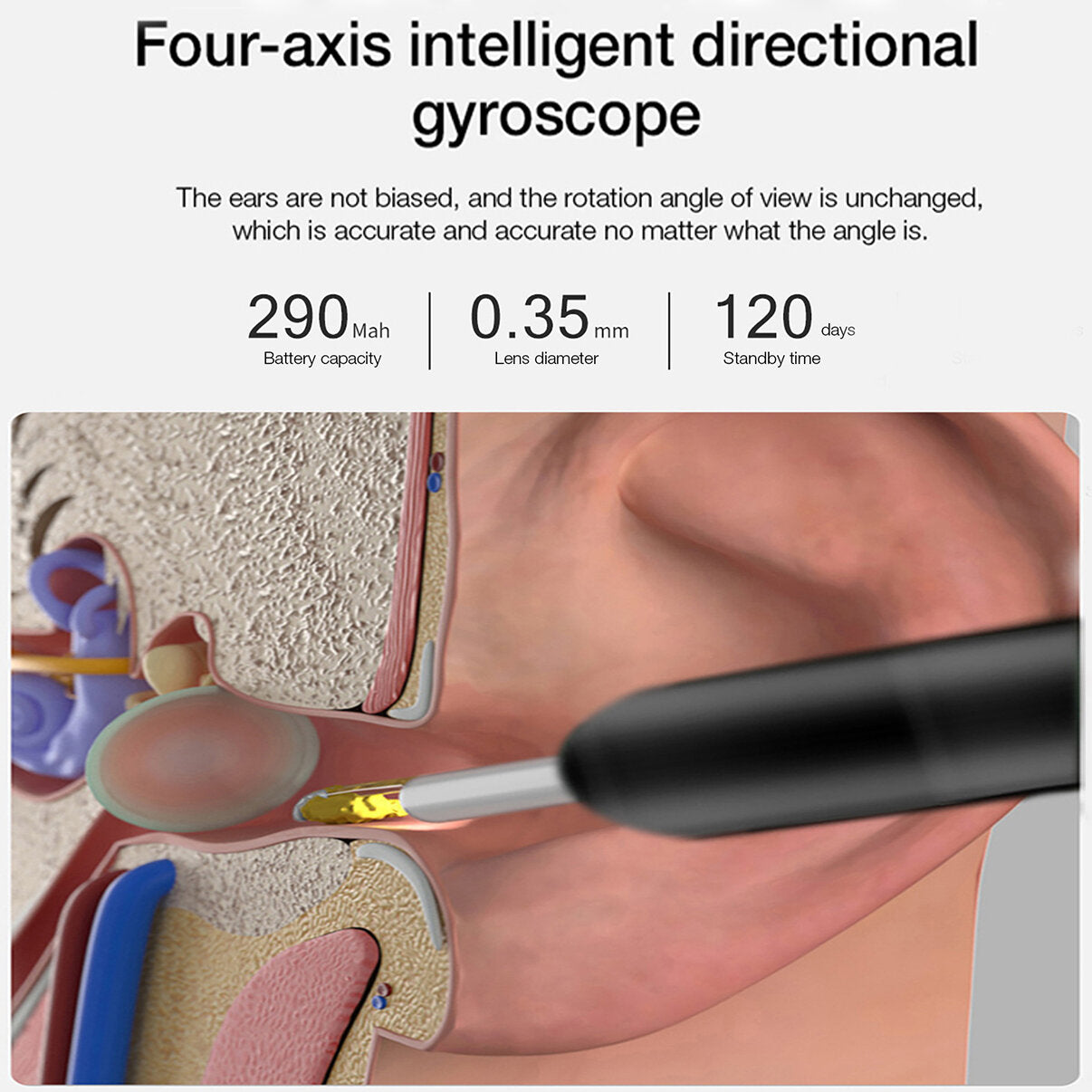 5MP HD WiFi Intelligent Ear Endoscope, 4-Axis Temp Control, IP67 Waterproof, Long Battery Life, Luminous Visual Ear Picker