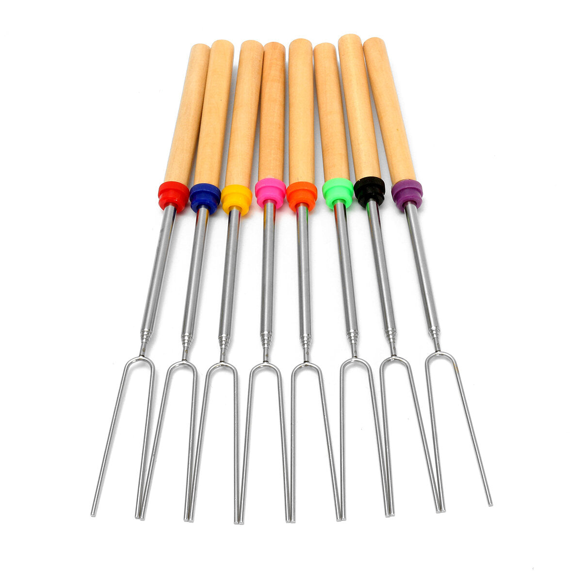 8-Piece 32-Inch Colorful Telescopic Marshmallow Roasting Skewers BBQ Forks - BBQ Tools