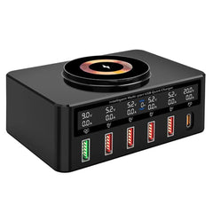 65 W 6-Port USB PD-Ladegerät, schnelle kabellose Ladestation für iPhone, Huawei, Xiaomi, Samsung