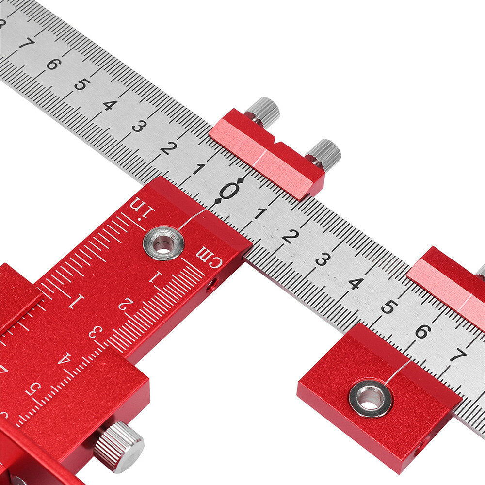 Red Aluminum Alloy Metric/Inch Cabinet Hardware Jig 5mm Drill Guide Cabinet Handle Template Jig