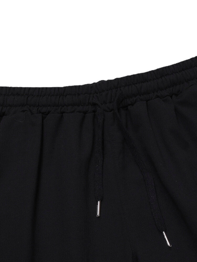 Men's Black Sport Shorts with Drawstring and Pockets